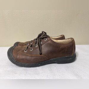 Keen Brown Leather Lace Up Sneakers Casual Shoes 13017 Men Size 9.5 Woman 11.5